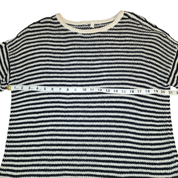 Eileen Fisher Cozy Striped Box Knit Top, Soft White/Black | Size PM - Picture 5 of 10